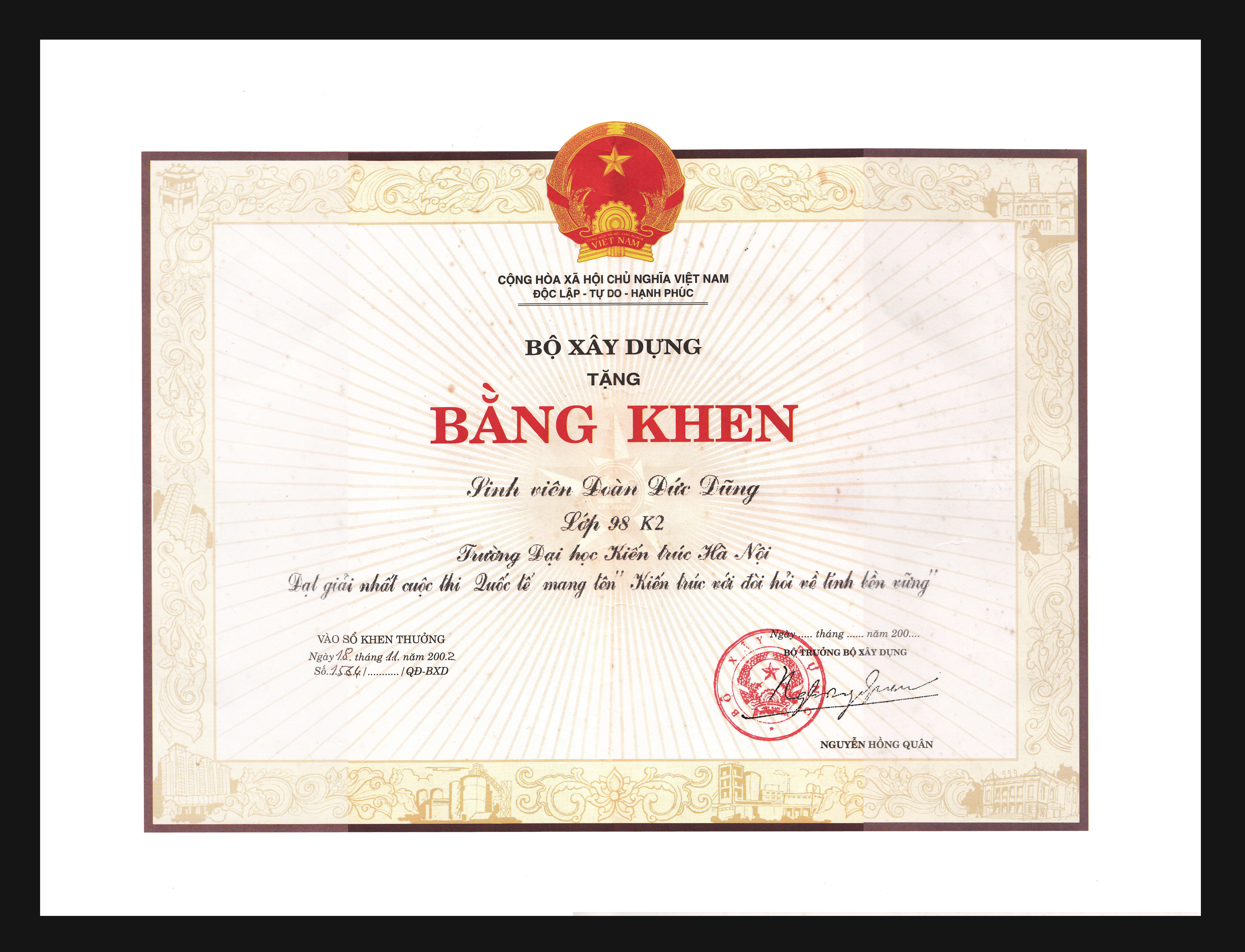 Bang khen Kien Truc Ben Vung 3